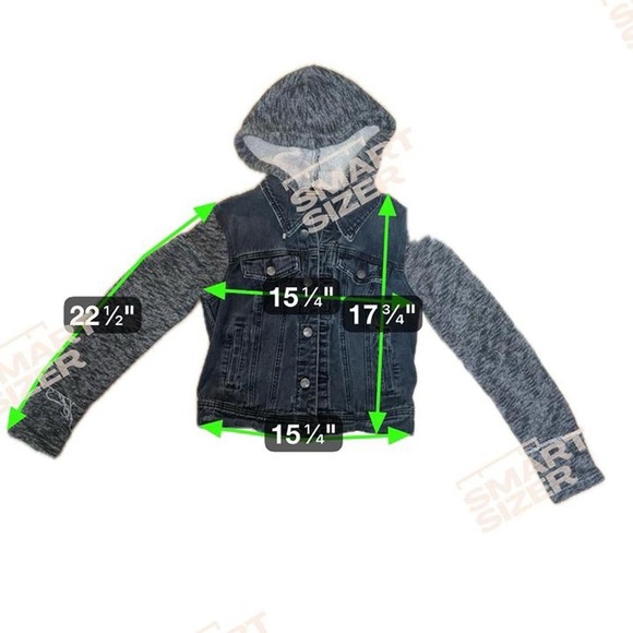 Free People Dark Denim Jacket with Heathered Gray Sleeves - Picture 7 of 7